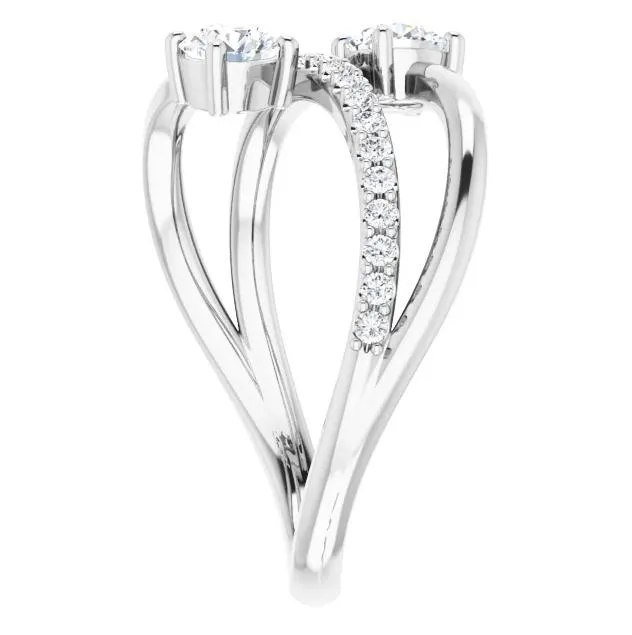 3/4 CTW Two-Gemstone Bypass Lab-Grown Diamond Ring