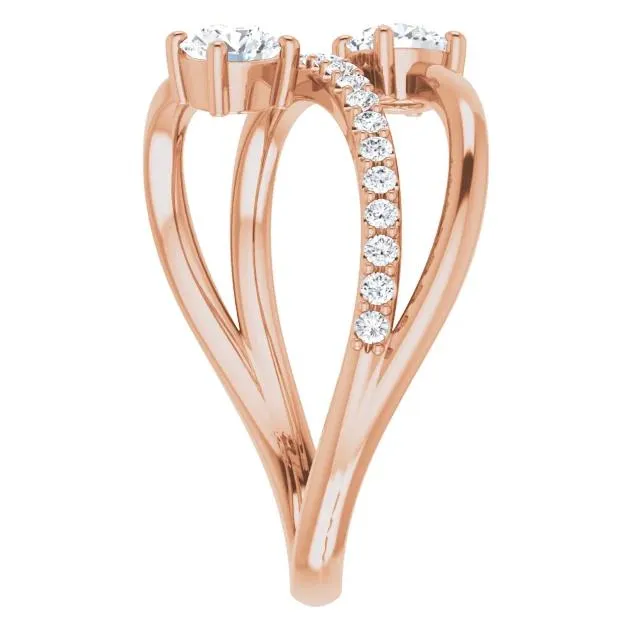 3/4 CTW Two-Gemstone Bypass Lab-Grown Diamond Ring