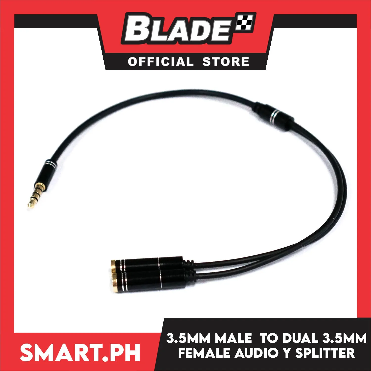 3.5mm Stereo Audio Y Splitter Male to Female Dual Headphone Jack Extender 13cm (Black) for iPhone, Samsung, Tablet, Laptop