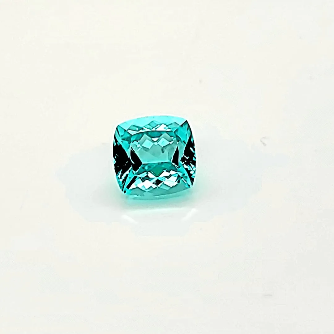 3.78ct Paraiba Tourmaline Neon Color Cushion Cut