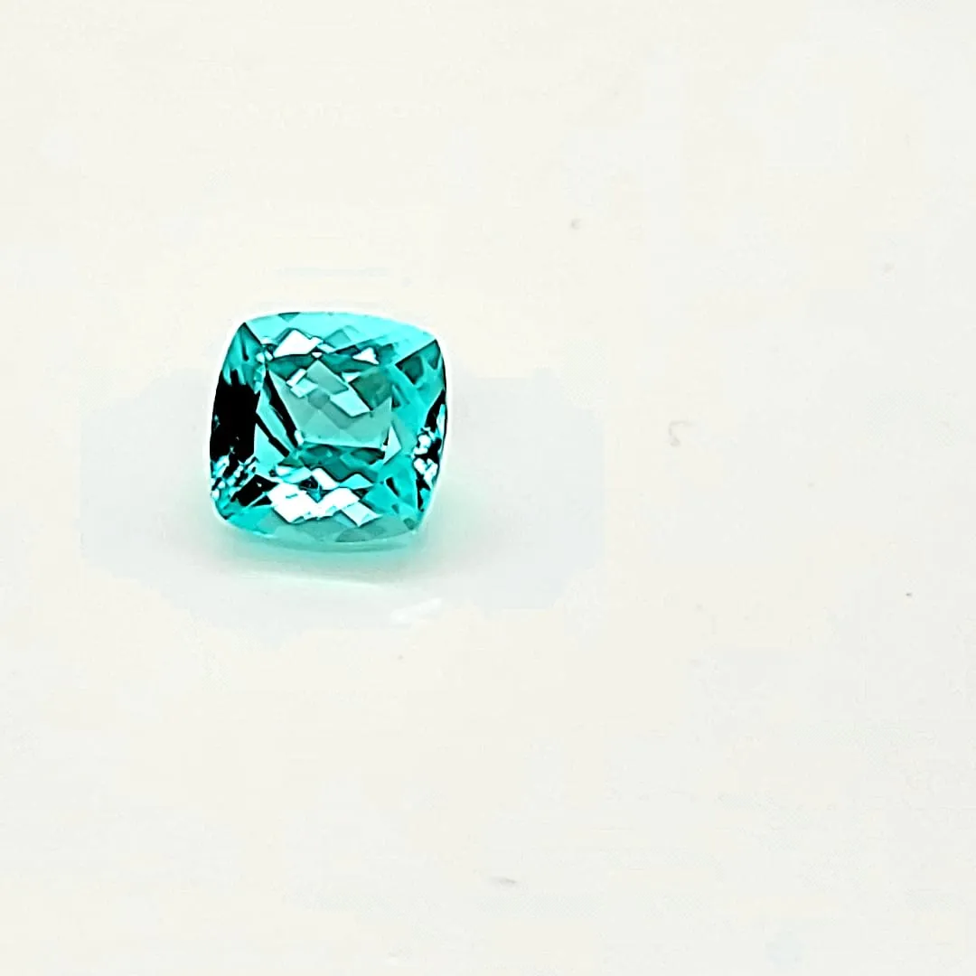 3.78ct Paraiba Tourmaline Neon Color Cushion Cut