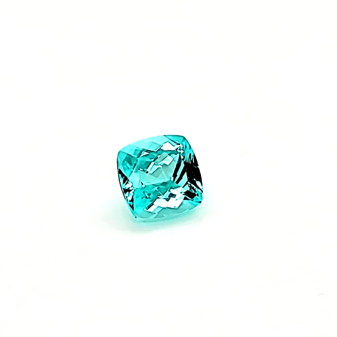 3.78ct Paraiba Tourmaline Neon Color Cushion Cut
