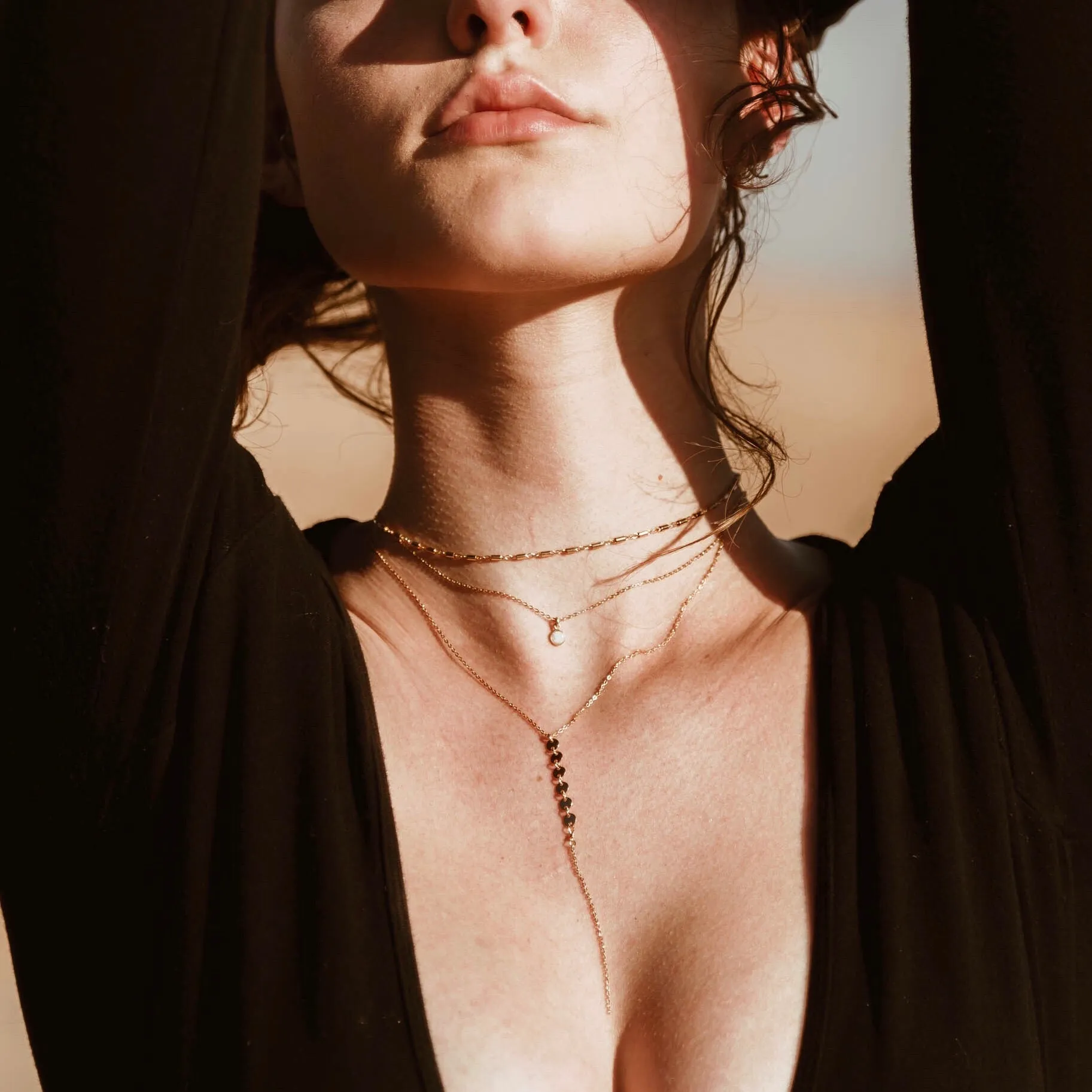 6 Tiny Multi-Disc Y-Drop Necklace