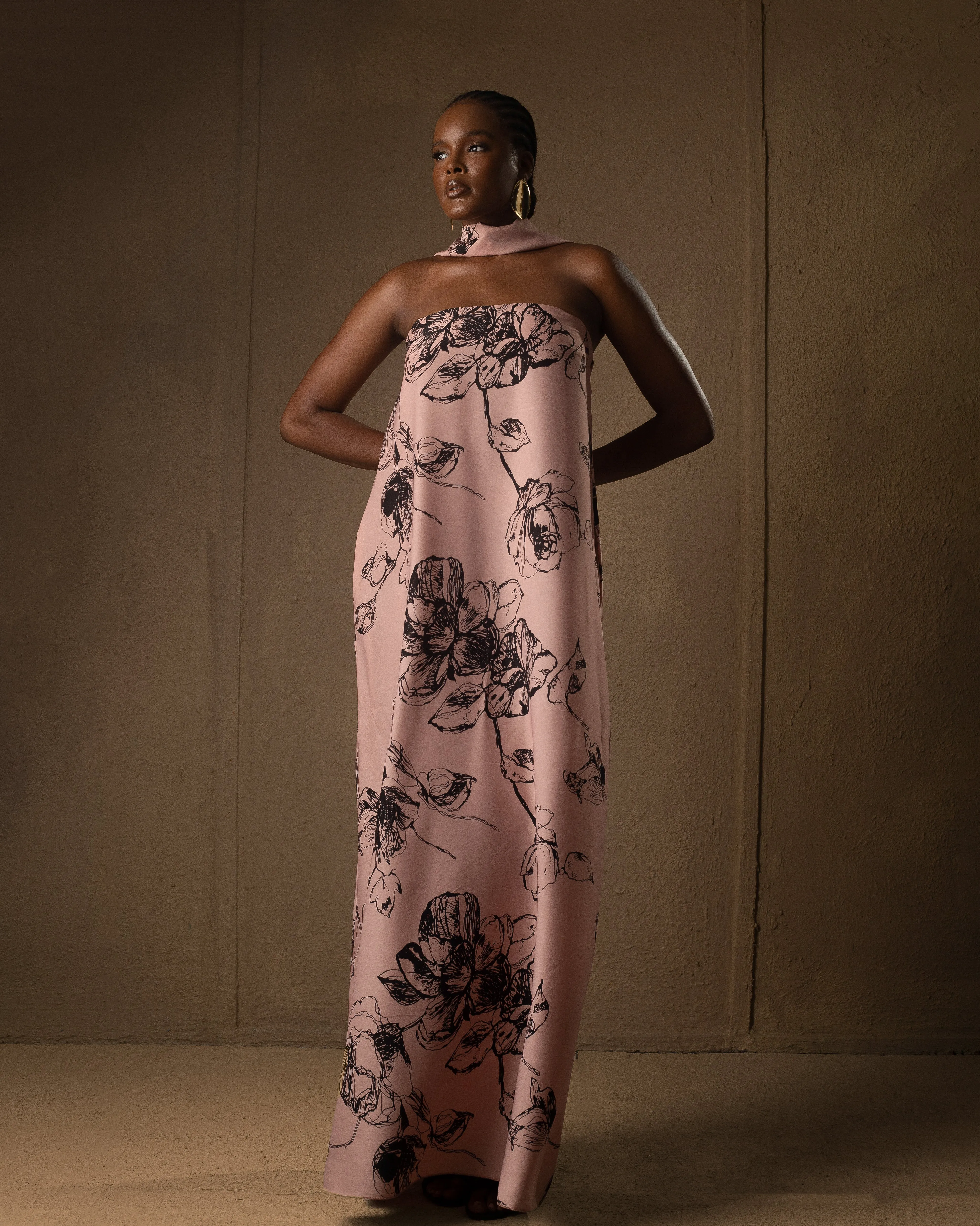 A Line Dress Peach print