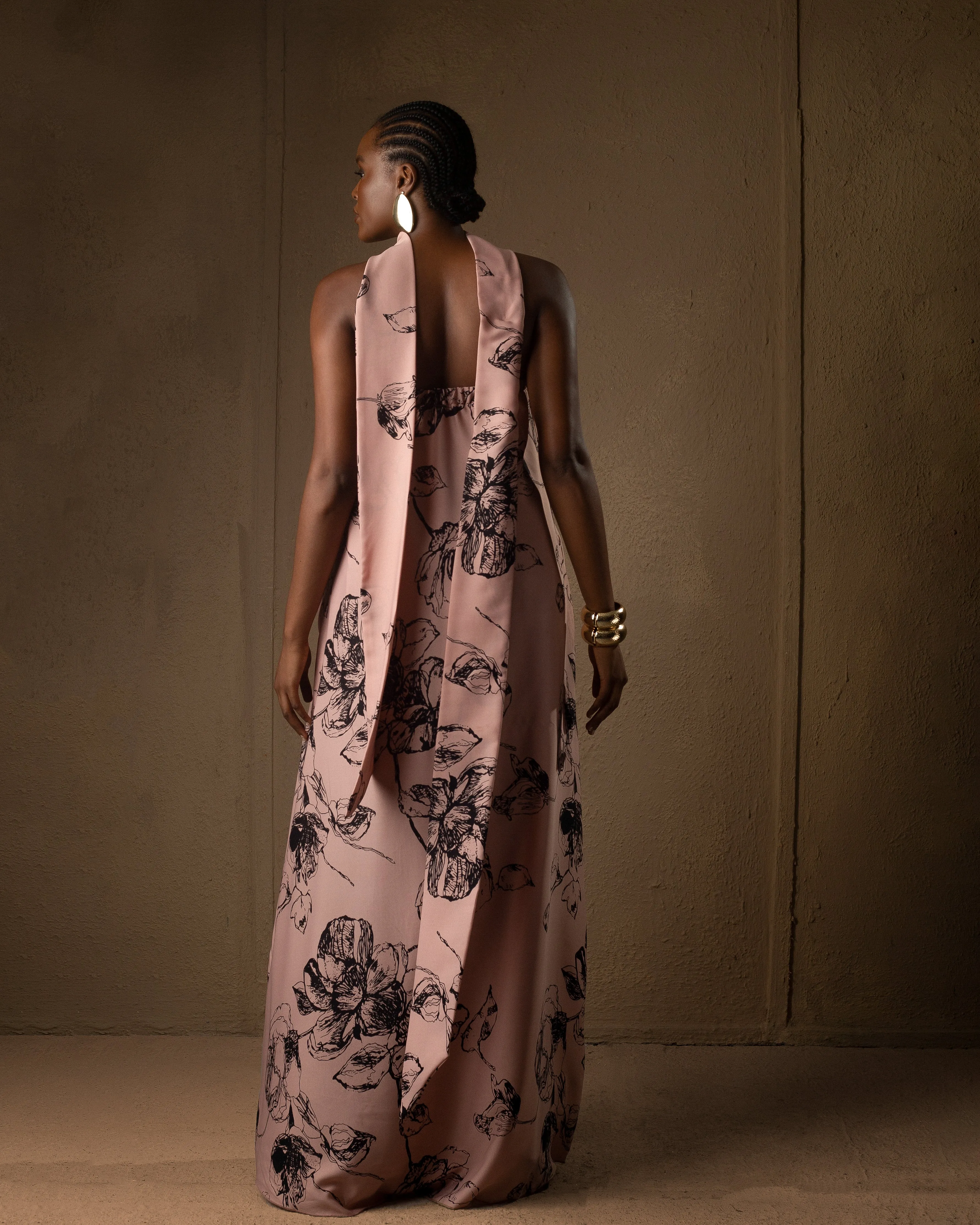 A Line Dress Peach print