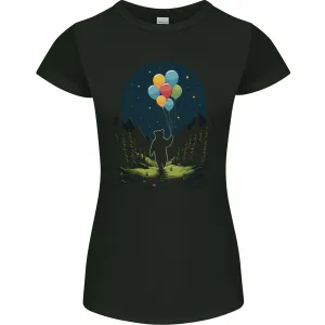 A Teddy Bear Holding Balloons Fantasy Womens Petite Cut T-Shirt