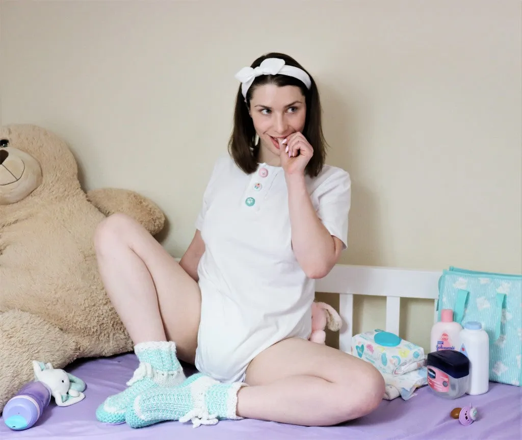 adult baby onesie with decorative buttons AS YOU WISH