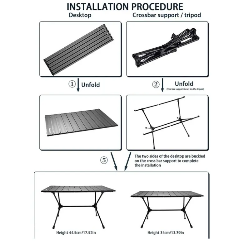 Aluminium Portable Camping Adjustable Table