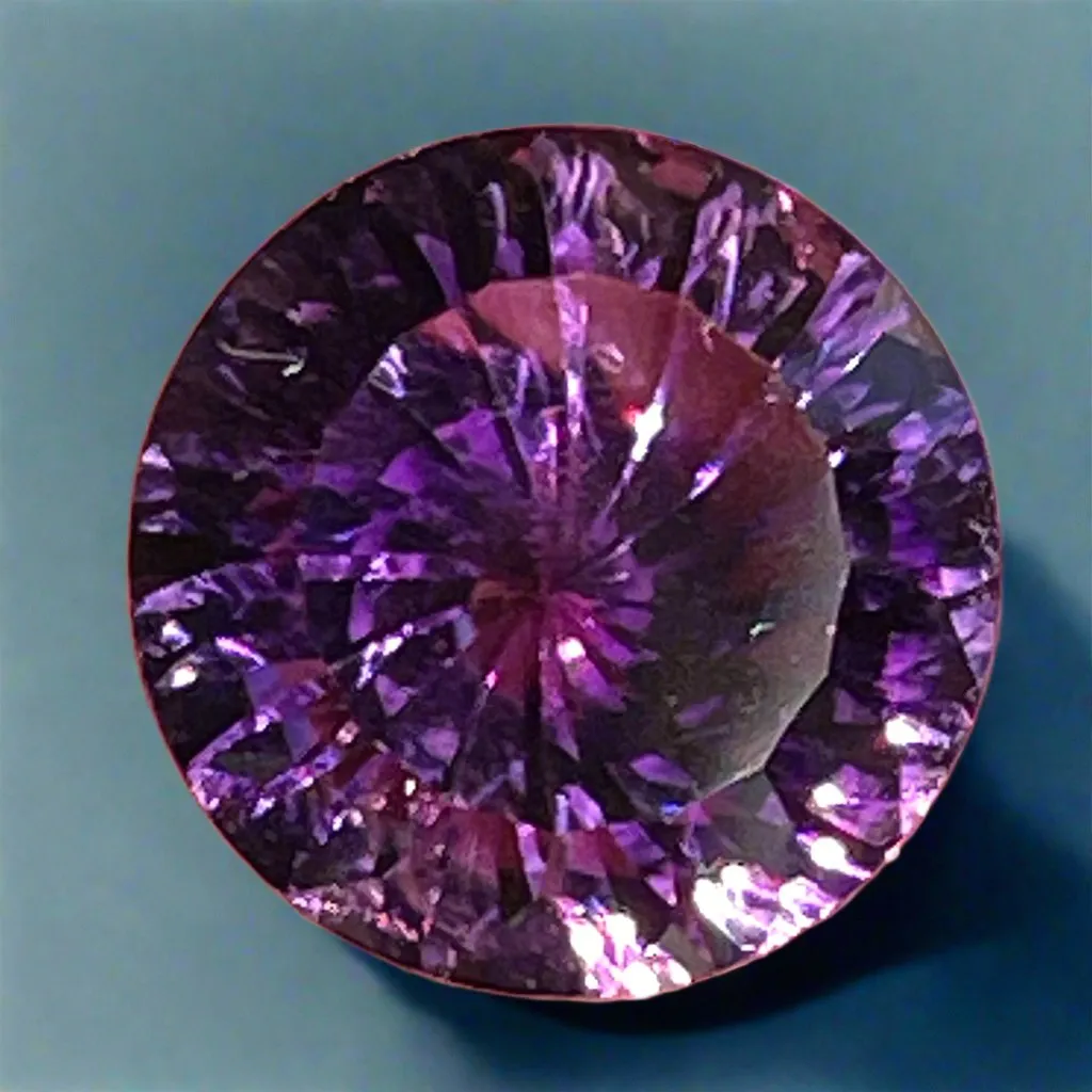 Amethyst, 8.60 carat Fantasy Portugese Cut, African, Red Flash, Lowest Price Ever.