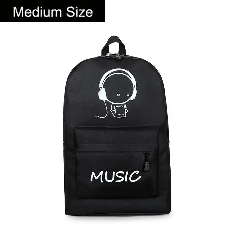 Anime Luminous Oxford School Backpack Daypack Shoulder Under 15.6 inch with USB Charging Port and Lock School Bag for Boys Girls