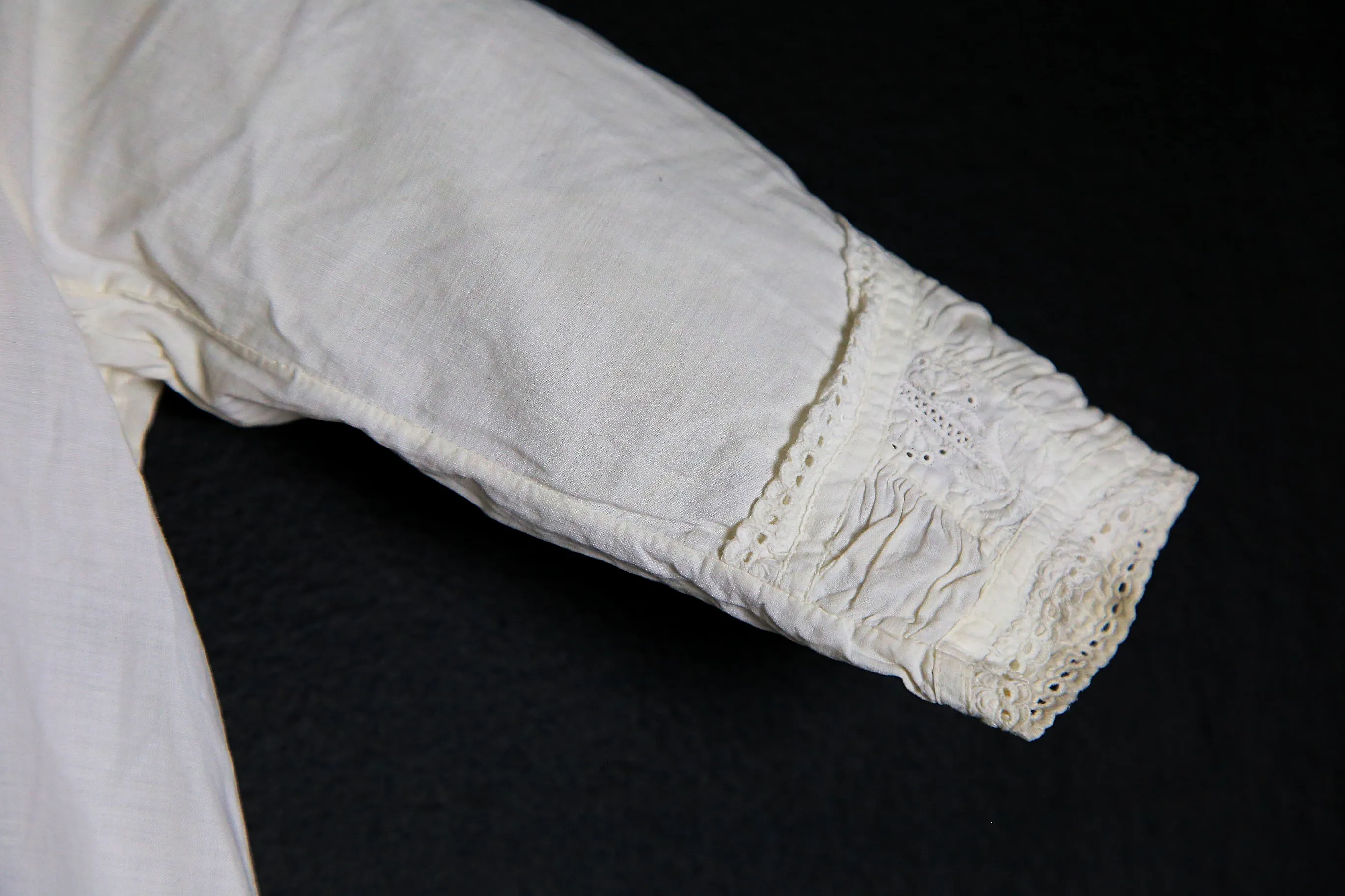 Antique baby christening gown dress heirloom Ayrshire lace