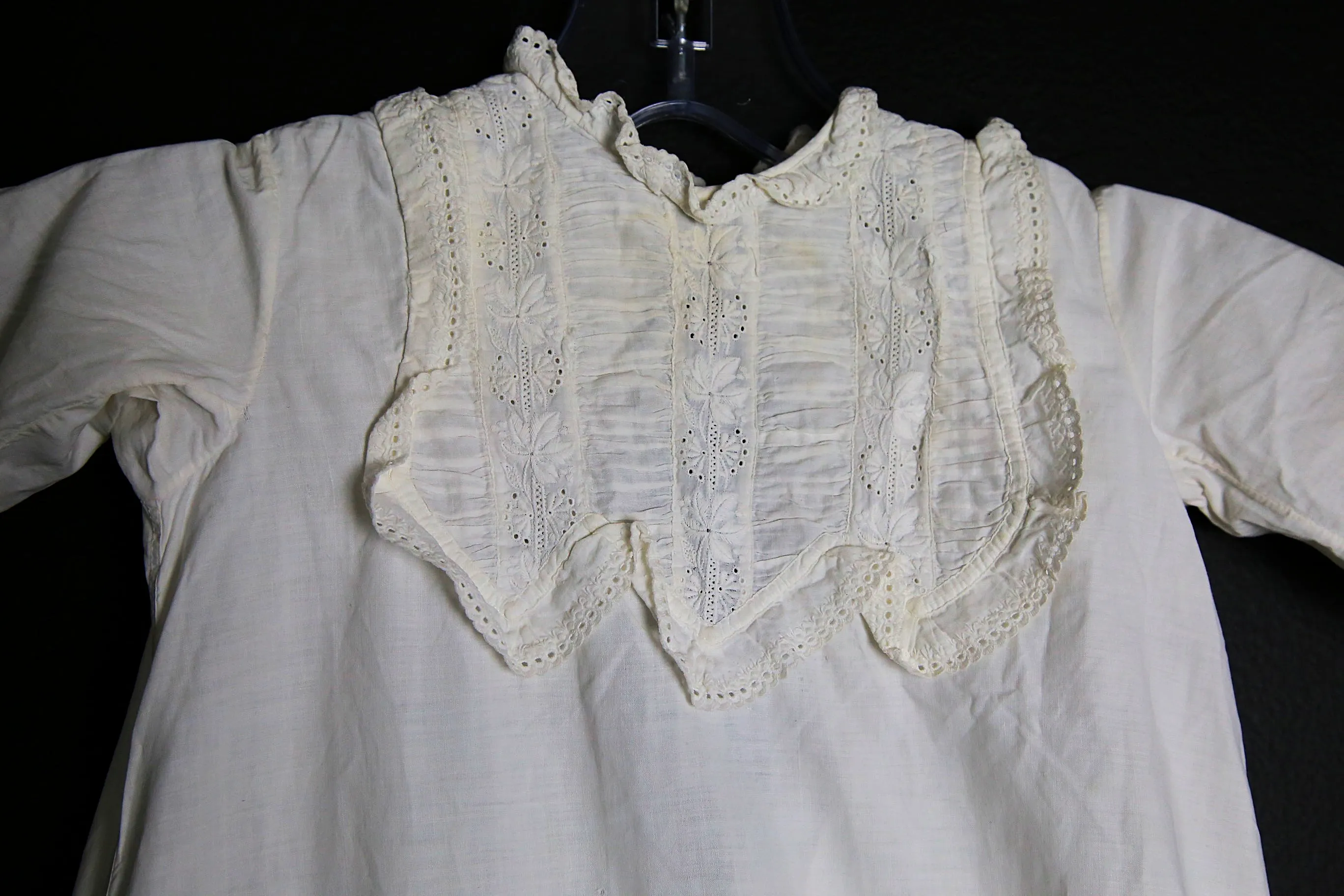 Antique baby christening gown dress heirloom Ayrshire lace