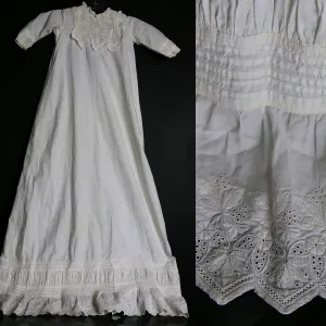 Antique baby christening gown dress heirloom Ayrshire lace