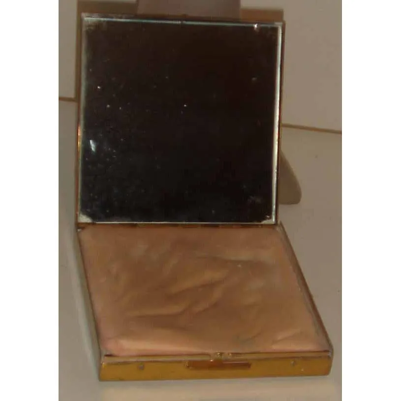 Art Nouveau Square Goldtone Cherub Compact