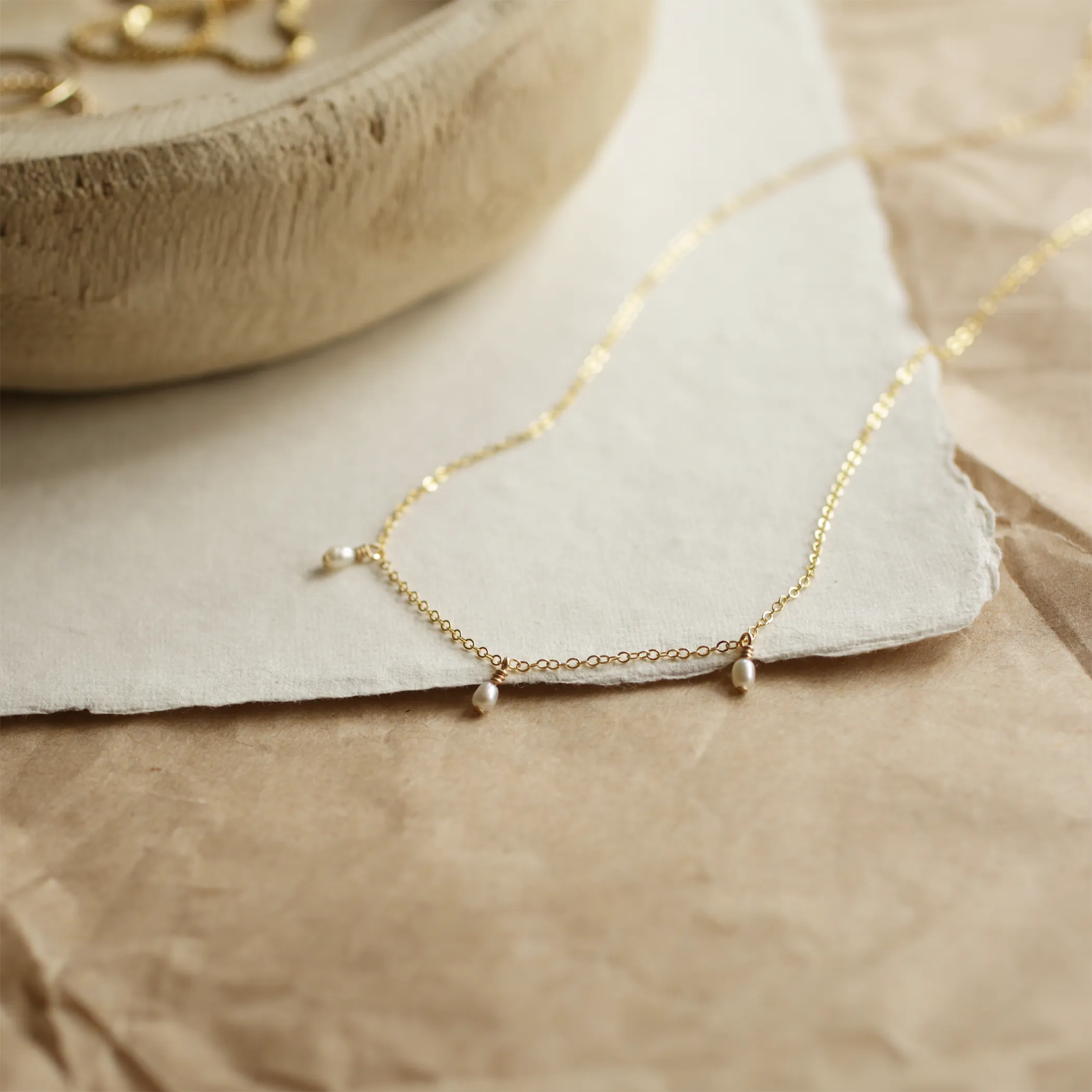 Ava Tiny Oval Pearl Necklace