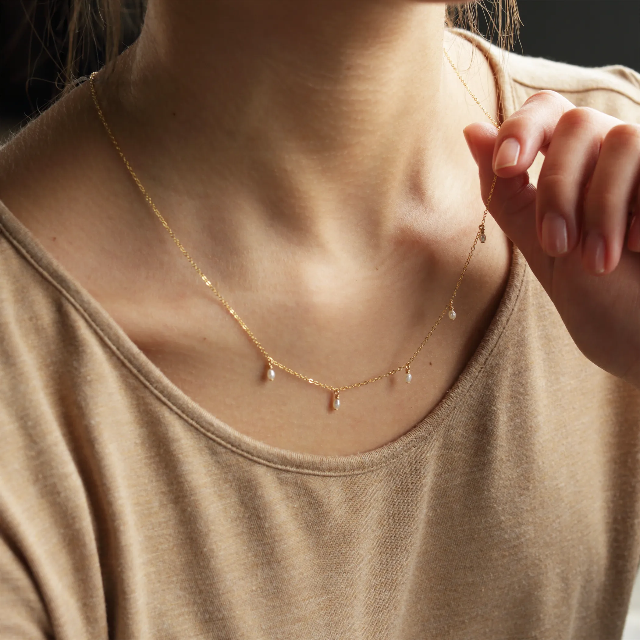 Ava Tiny Oval Pearl Necklace