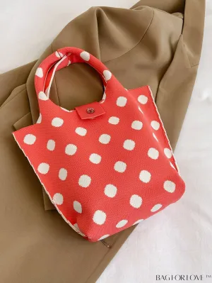BagForLove - Stylish Polka Dot Crocheted Tote Bag Perfect for Daily Use & Vacation - Large Capacity