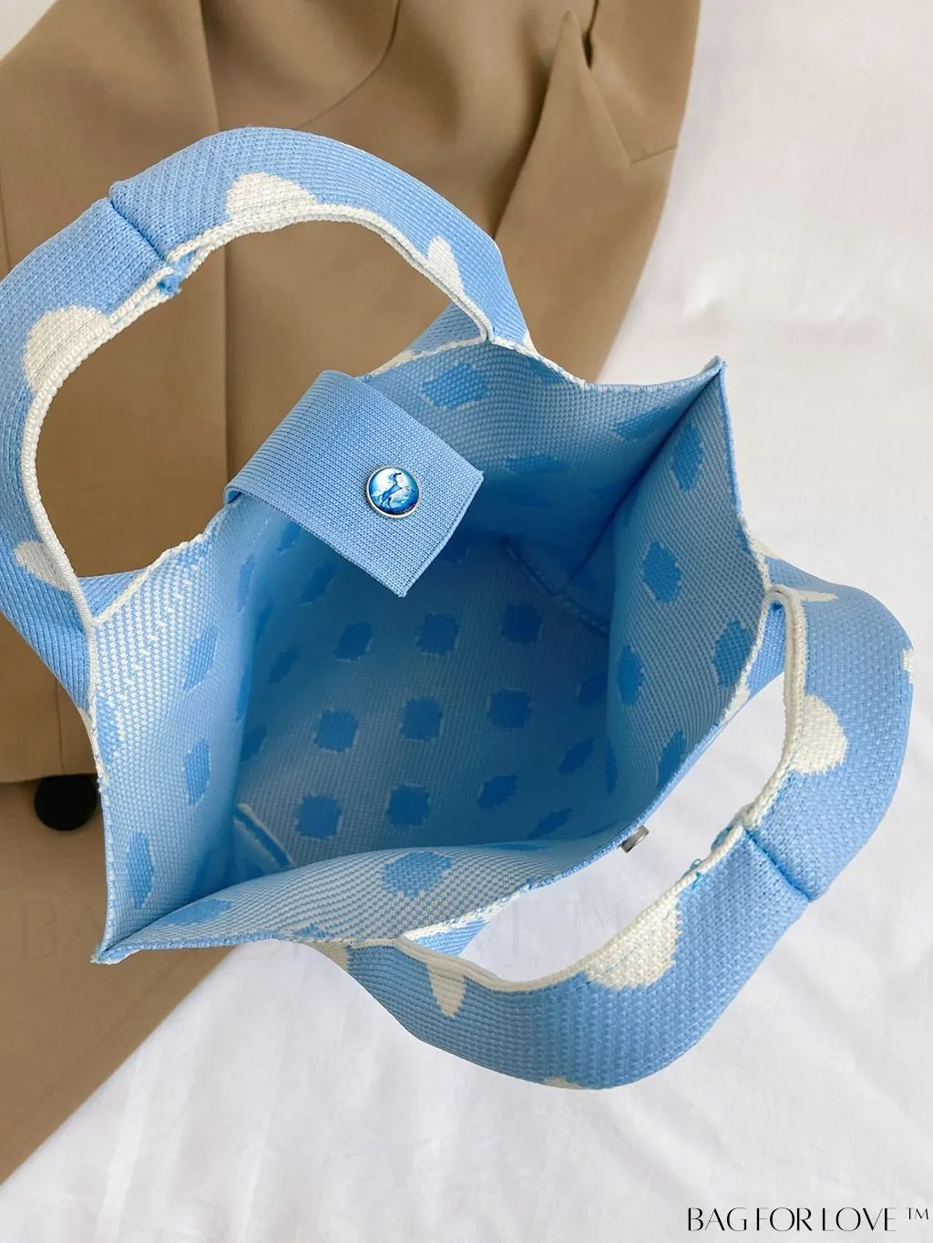 BagForLove - Stylish Polka Dot Crocheted Tote Bag Perfect for Daily Use & Vacation - Large Capacity