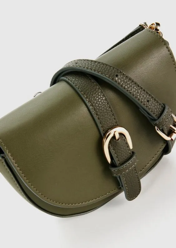 BARCELONA Buckle Detail Crossbody Bag ARMY