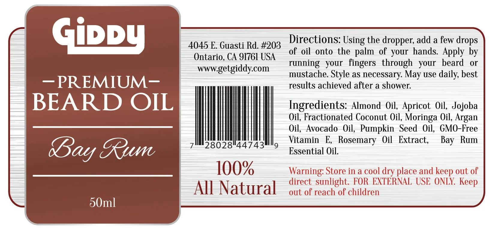 Bay Rum Premium Beard Oil