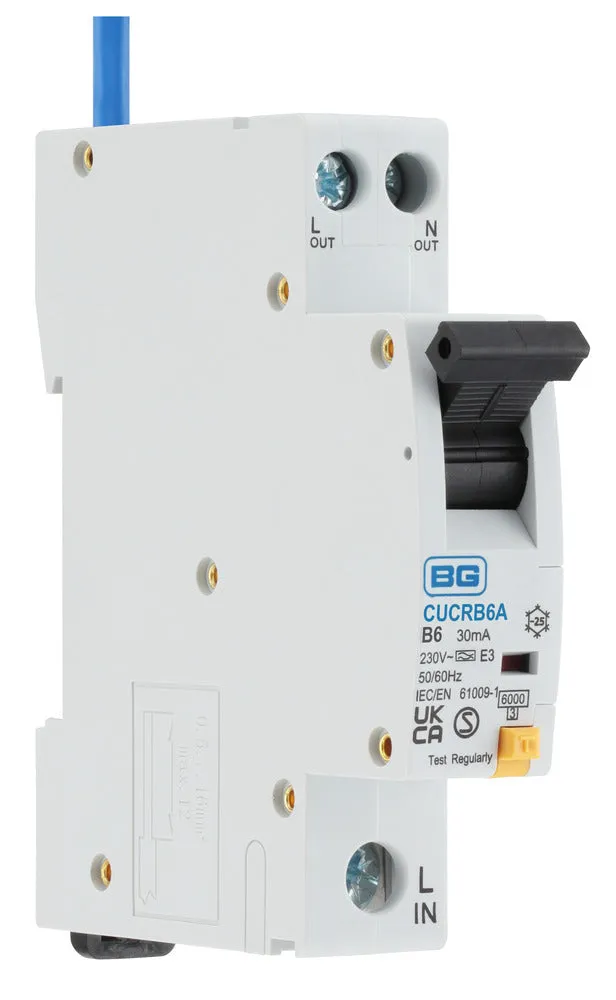 BG CUCRB6A 6A SP 1 Module B Curve 6kA 30mA Type A Compact RCBO