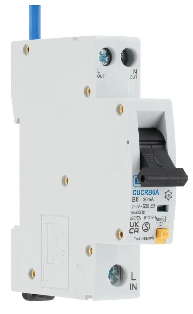BG CUCRB6A 6A SP 1 Module B Curve 6kA 30mA Type A Compact RCBO