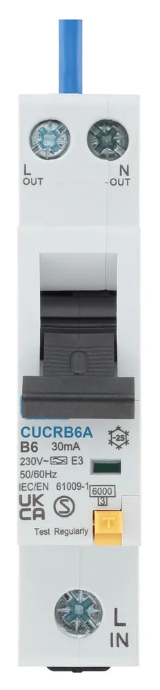 BG CUCRB6A 6A SP 1 Module B Curve 6kA 30mA Type A Compact RCBO
