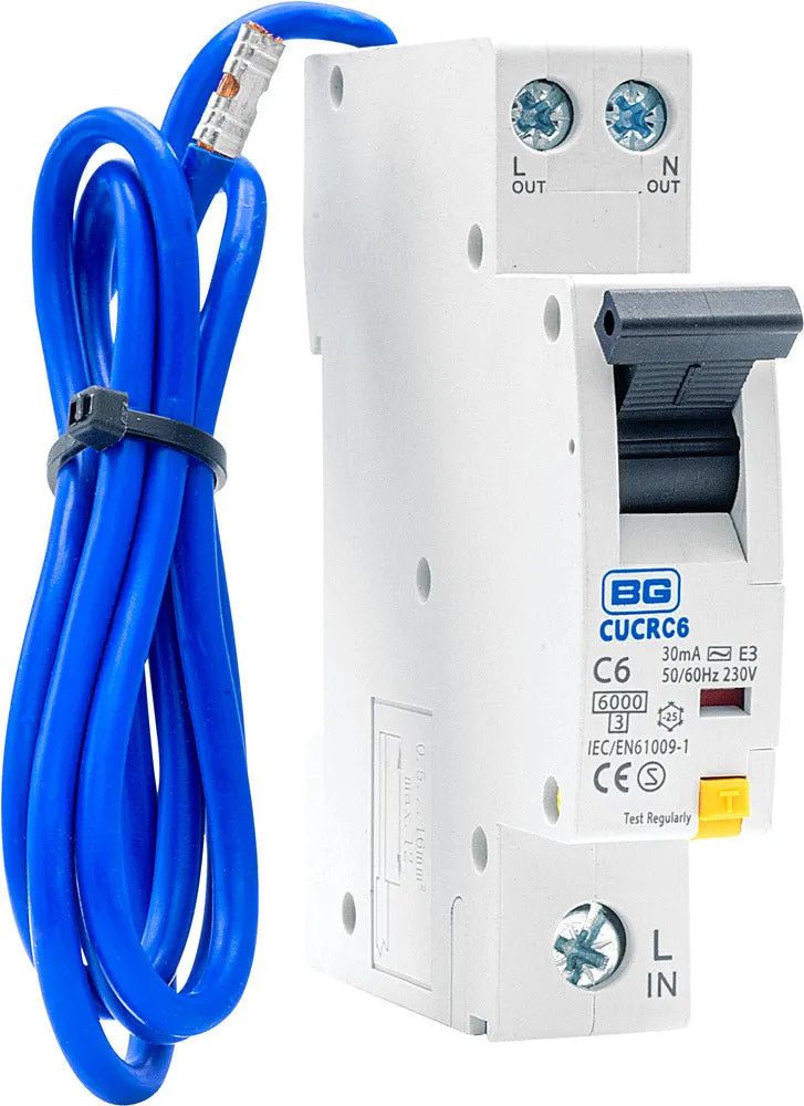 BG CUCRC6 6A SP 1 Module C Curve 6kA 30mA Type AC Compact RCBO