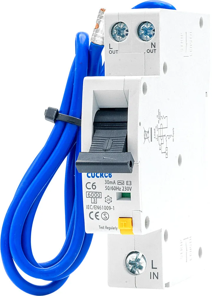 BG CUCRC6 6A SP 1 Module C Curve 6kA 30mA Type AC Compact RCBO