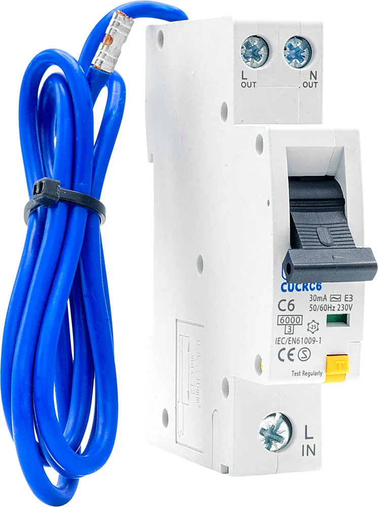 BG CUCRC6 6A SP 1 Module C Curve 6kA 30mA Type AC Compact RCBO