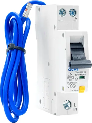 BG CUCRC6 6A SP 1 Module C Curve 6kA 30mA Type AC Compact RCBO