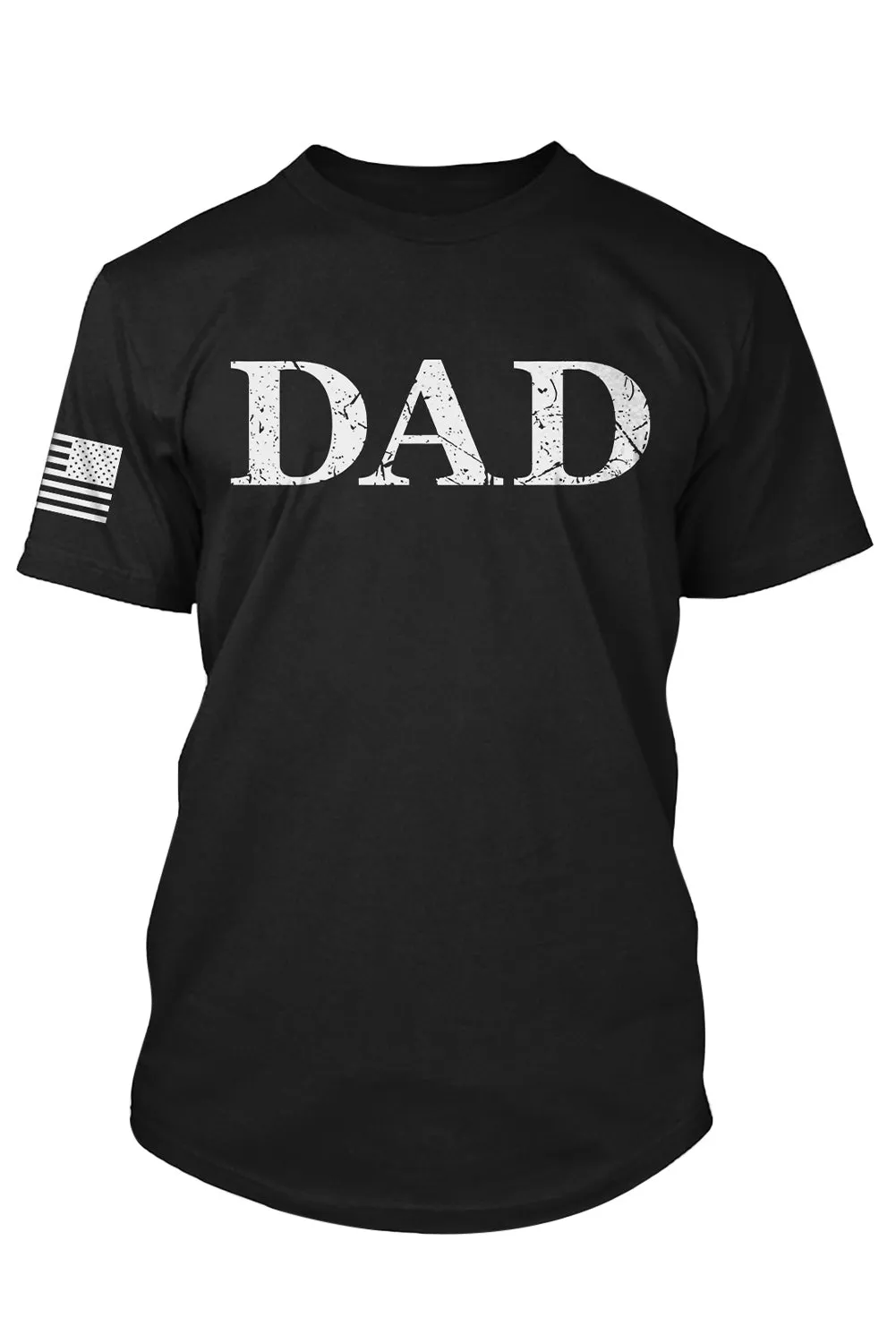 Black American Flag DAD Letter Print Men's Graphic Tee
