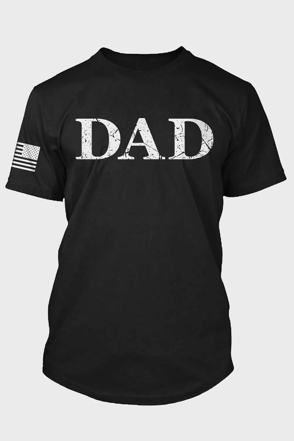 Black American Flag DAD Letter Print Men's Graphic Tee