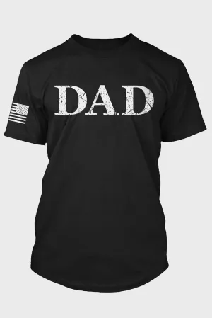 Black American Flag DAD Letter Print Men's Graphic Tee