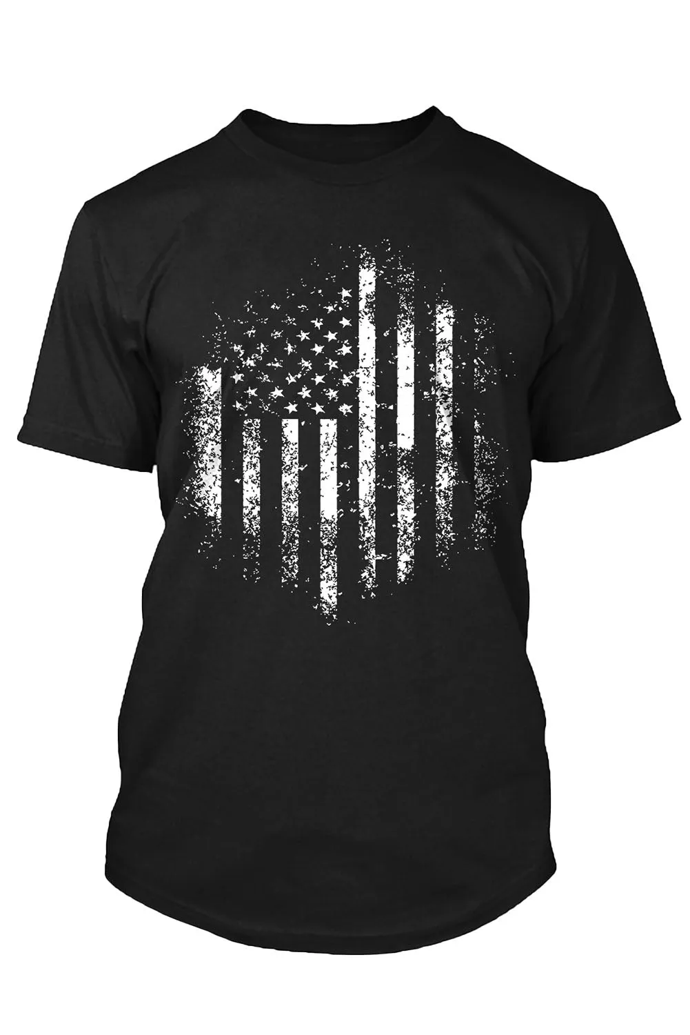Black American Flag Pattern Print Round Neck Men's T Shirt