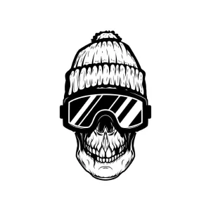 Black & White Skull with Beanie Graphic Decal