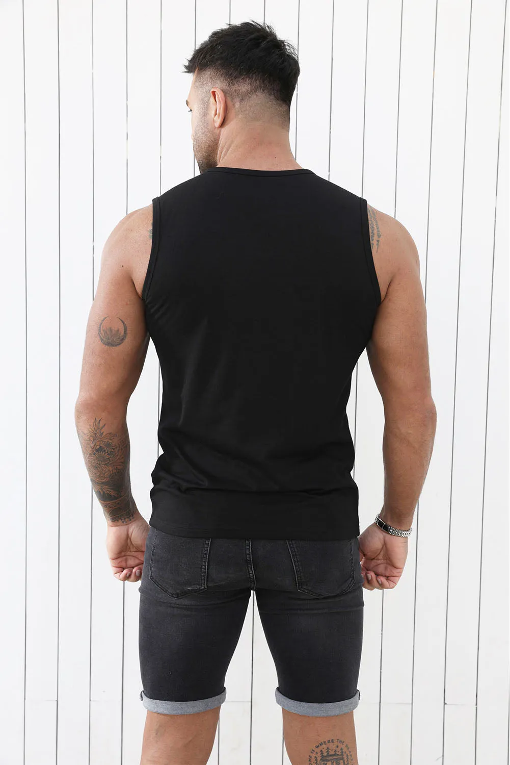 Black Believe Cross Pattern Printed Muscle Fit Men's Tank Top