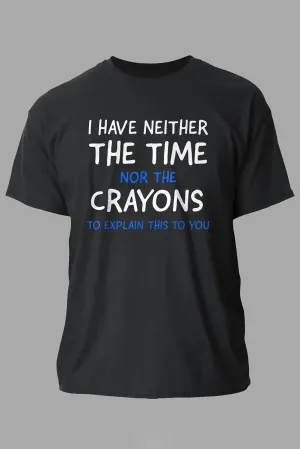 Black CRAYONS Letter Print O-neck Short Sleeve Men's T Shirt