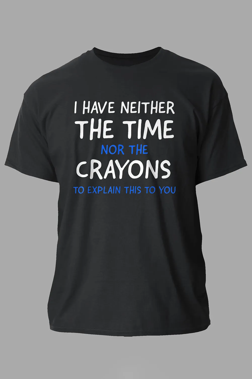Black CRAYONS Letter Print O-neck Short Sleeve Men's T Shirt