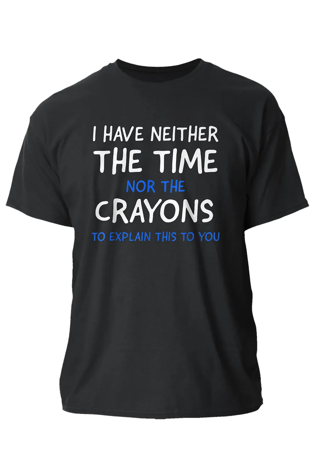 Black CRAYONS Letter Print O-neck Short Sleeve Men's T Shirt