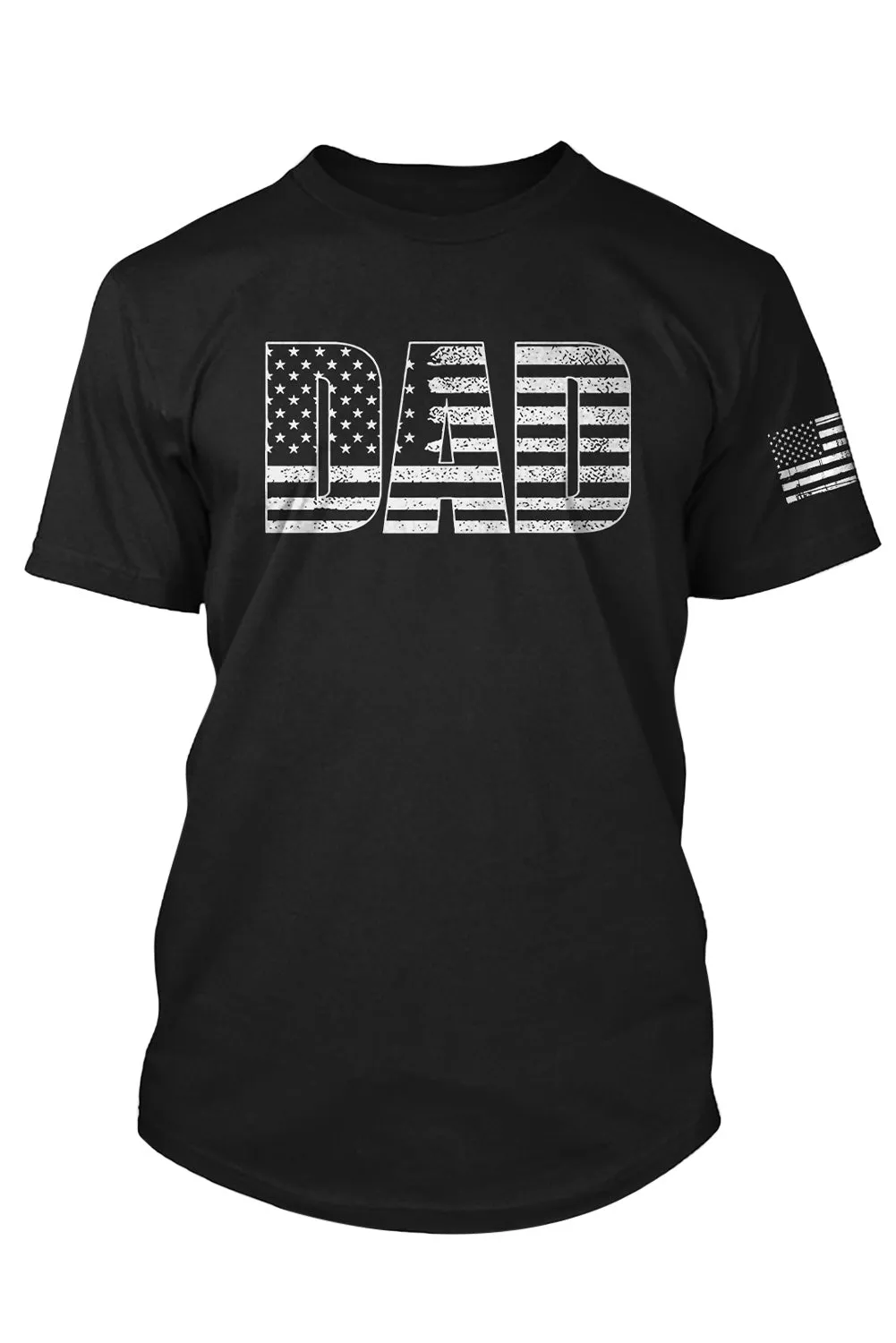 Black DAD American Flag Graphic Print Short Sleeve Men's T Shirt