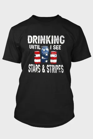 Black DRINKING Wine Bottle Graphic Print Short Sleeve Men's T Shirt