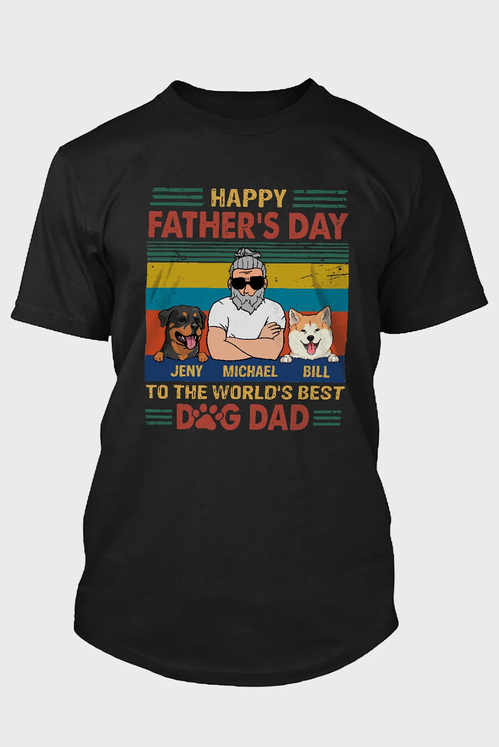 Black HAPPY FATHER'S DAY Dog Graphic Print Men's T Shirt