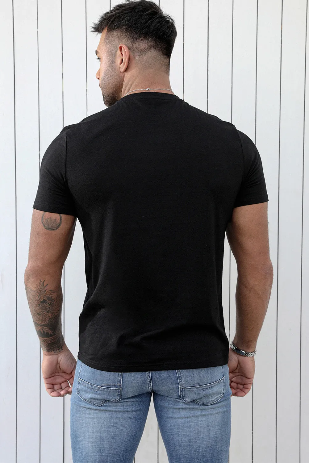 Black TWO BEER Skeleton Graphic Print V Neck Men's T Shirt