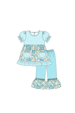 Blue Aqua Meadow Girl Set