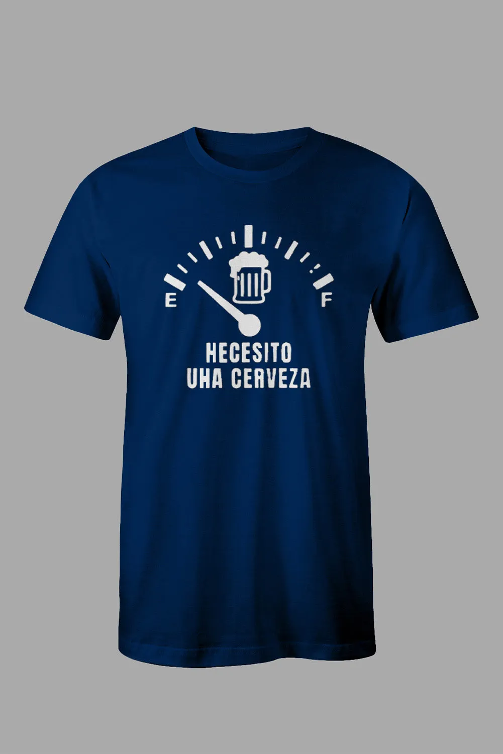 Blue HECESITO UHA CERVEZA Graphic Print Men's T Shirt
