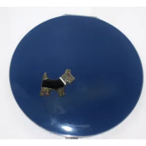 Blue Rhinestone Scottie Dog Compact