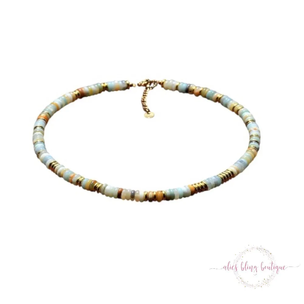 Boho Escape Semi Precious Stone Necklace in Amazon Stone