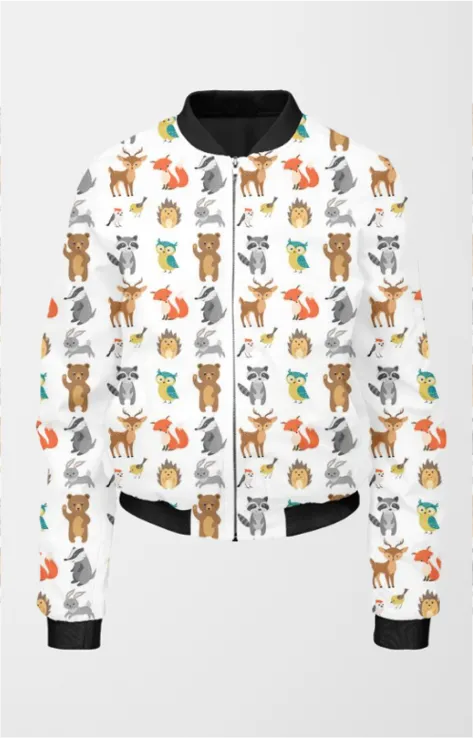 Bomber Jacket (Women) - Woodland Creatures