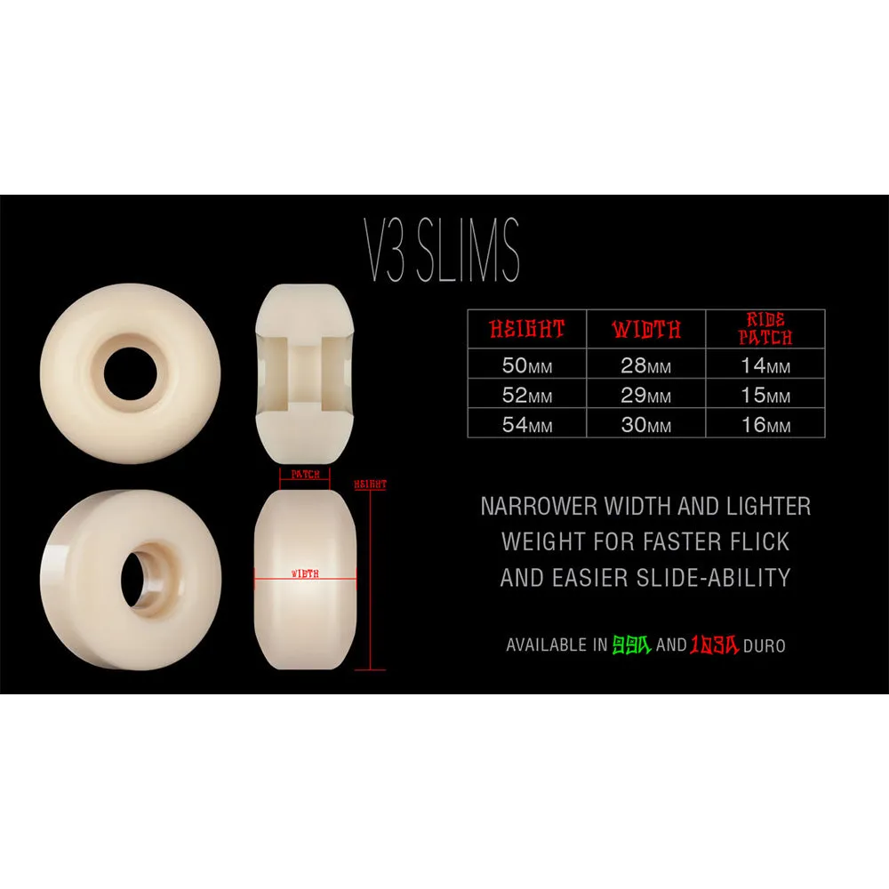 Bones - TJ Rogers Whirling Specters 52MM 103A V3 Slims STF Skateboard Wheels